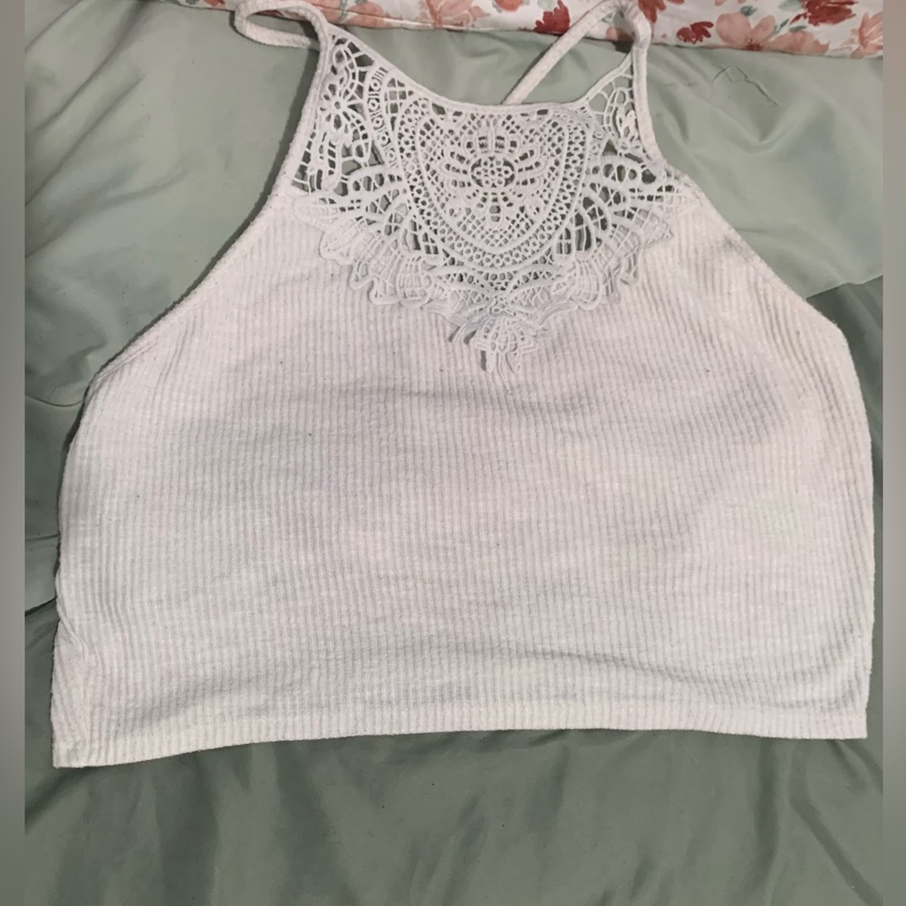 This is a white halter top, Very chic and goes with just about anything!